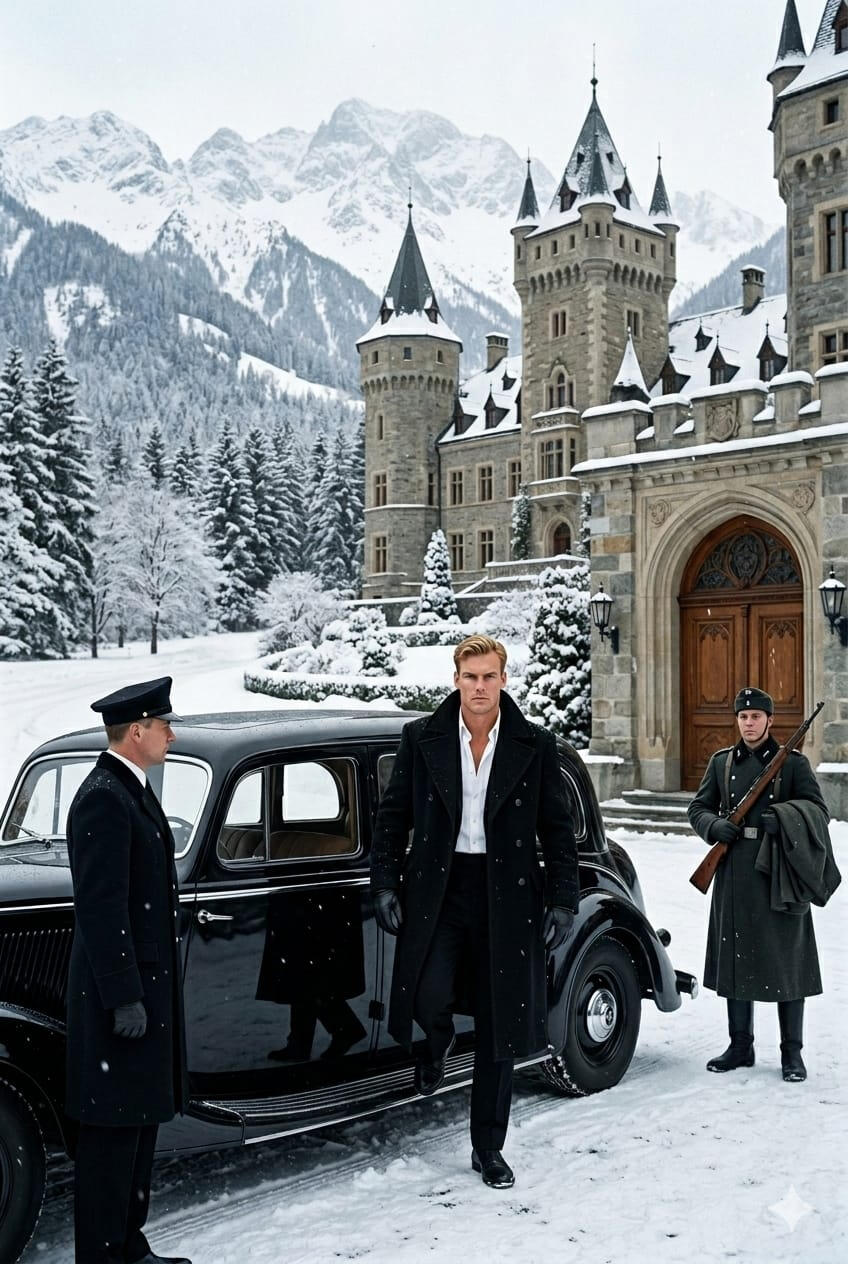 Klaus chegando na casa da montanha